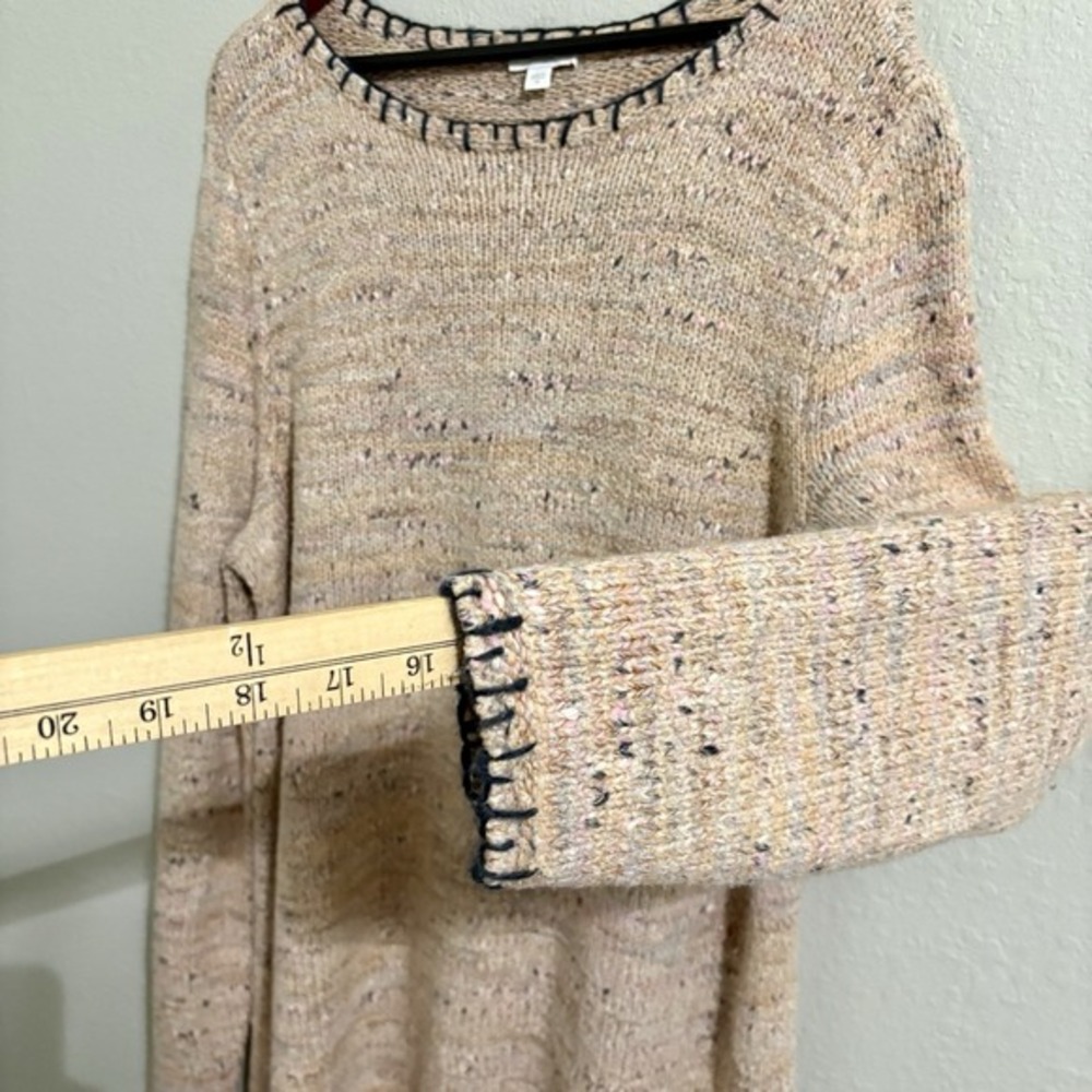 Pure Jill Sweater Women‎ XL (Tagged 3X Runs Small) Beige Speckled Knit Cozy Boho - Picture 5 of 11